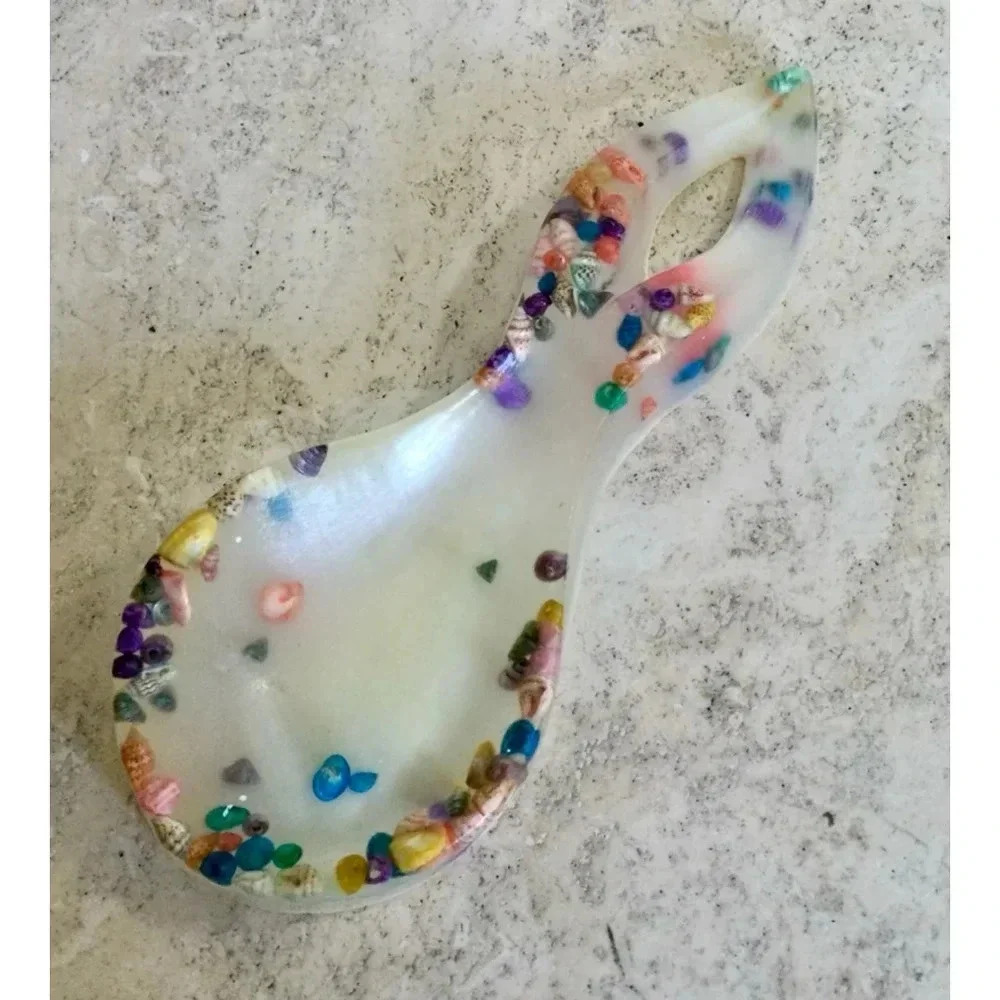Vintage Multicolor Resin lucite‎ Spoon Rest